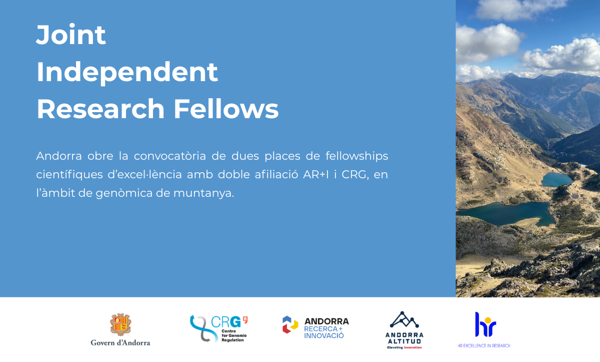 Andorra opens two places for scientific research of excellence with shared affiliation AR+I and CRG
